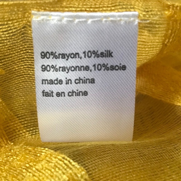 🍁5/10$!! Yellow Scarf With Silk - Picture 5 of 5